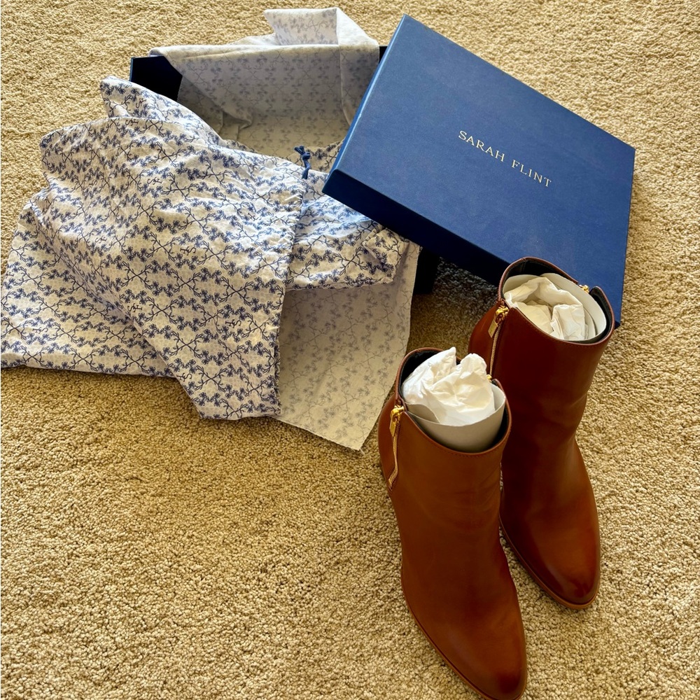 Sarah Flint Zip Bootie 70 Leather Boots (size 40 for 9.5M) WORN TWICE only!